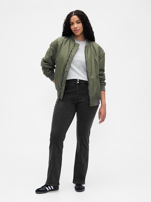 Image number 2 showing, Mid Rise Universal Seamed Baby Boot Jeans