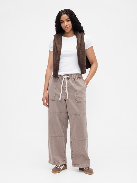 Image number 5 showing, High Rise Pull-On Wide-Leg Utility Jeans