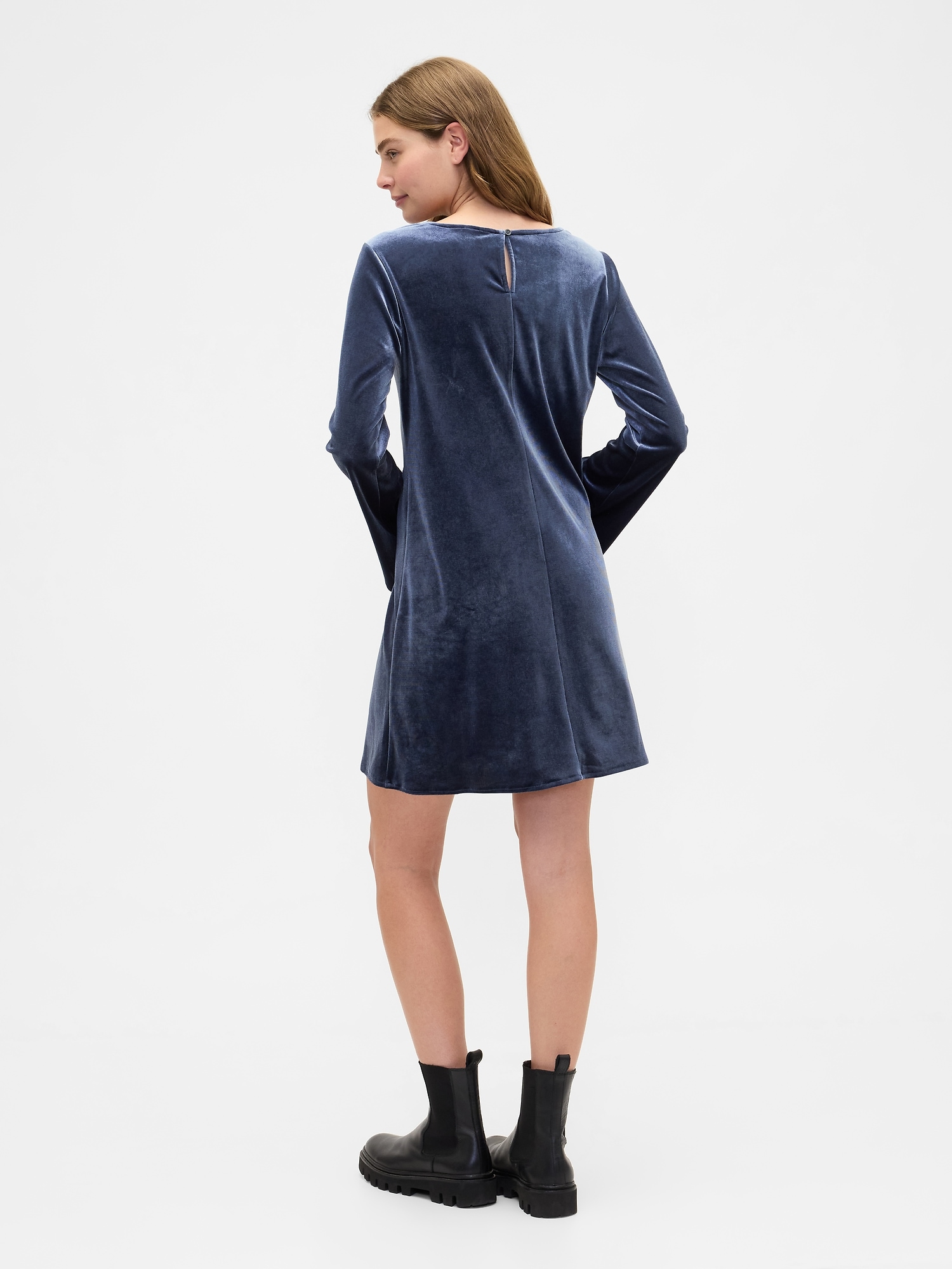 Gap Factory Satin Boatneck Mini Dress In Blue