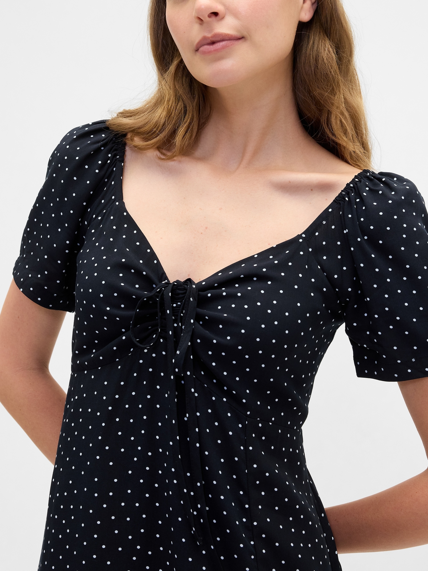 Gap Factory Puff Sleeve Midi Dress In Black