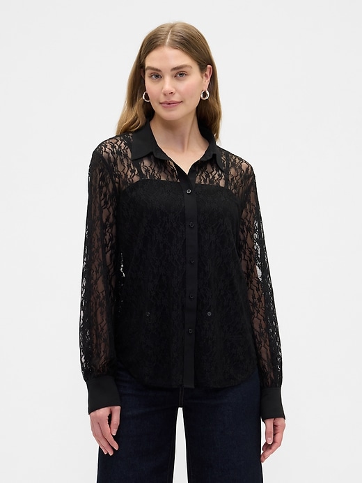 Image number 1 showing, Relaxed Sheer Lace Shirt