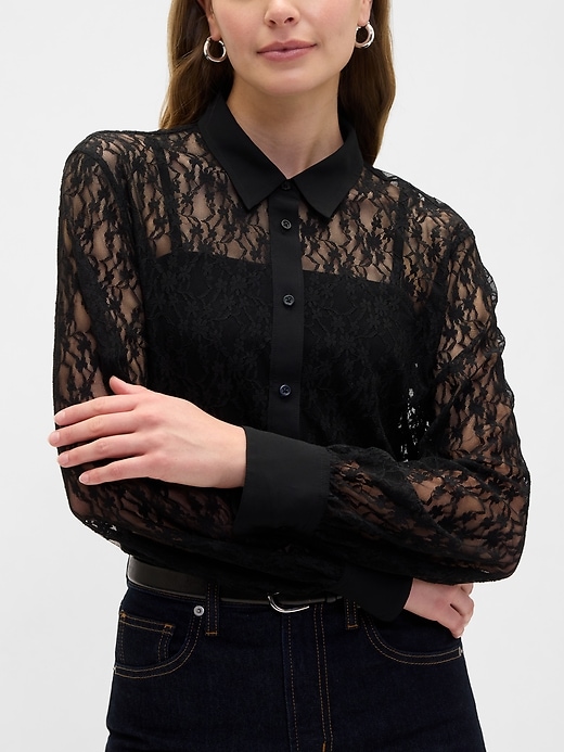 Image number 4 showing, Relaxed Sheer Lace Shirt