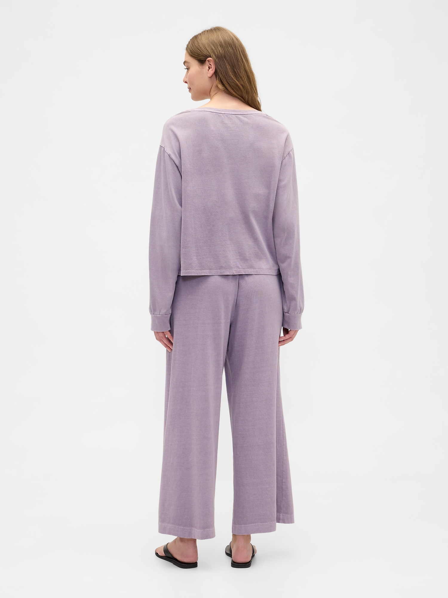 Gap Factory Pull-on Wide-leg Crop Pj Pants In Gray
