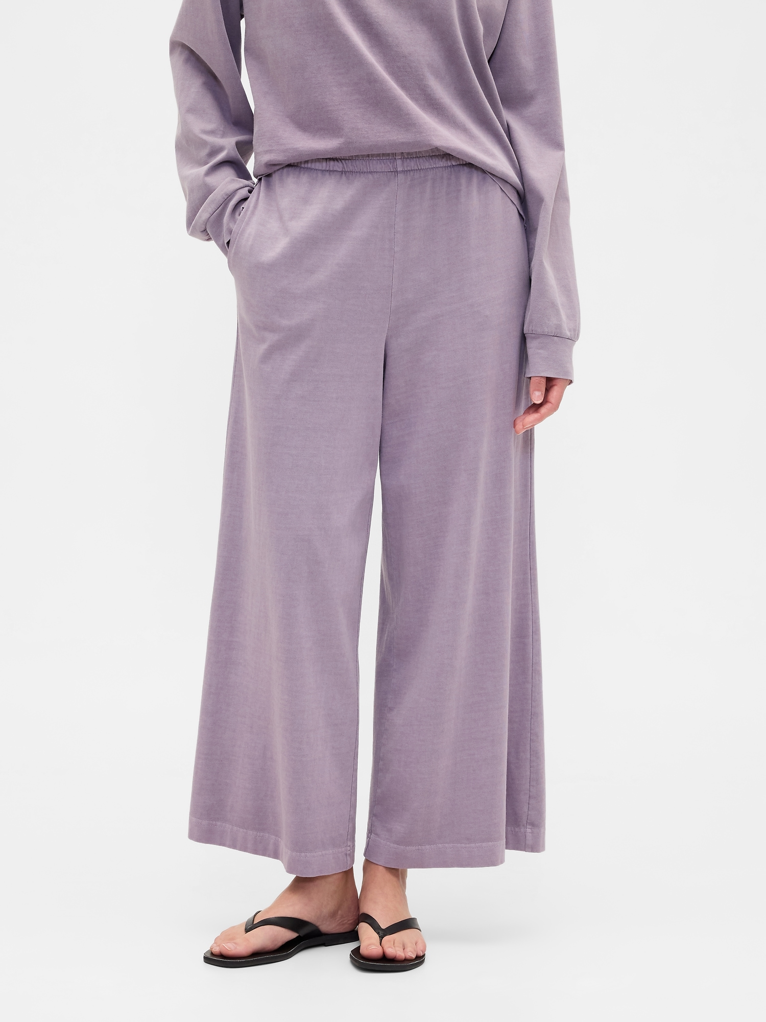 Gap Factory Pull-on Wide-leg Crop Pj Pants In Gray