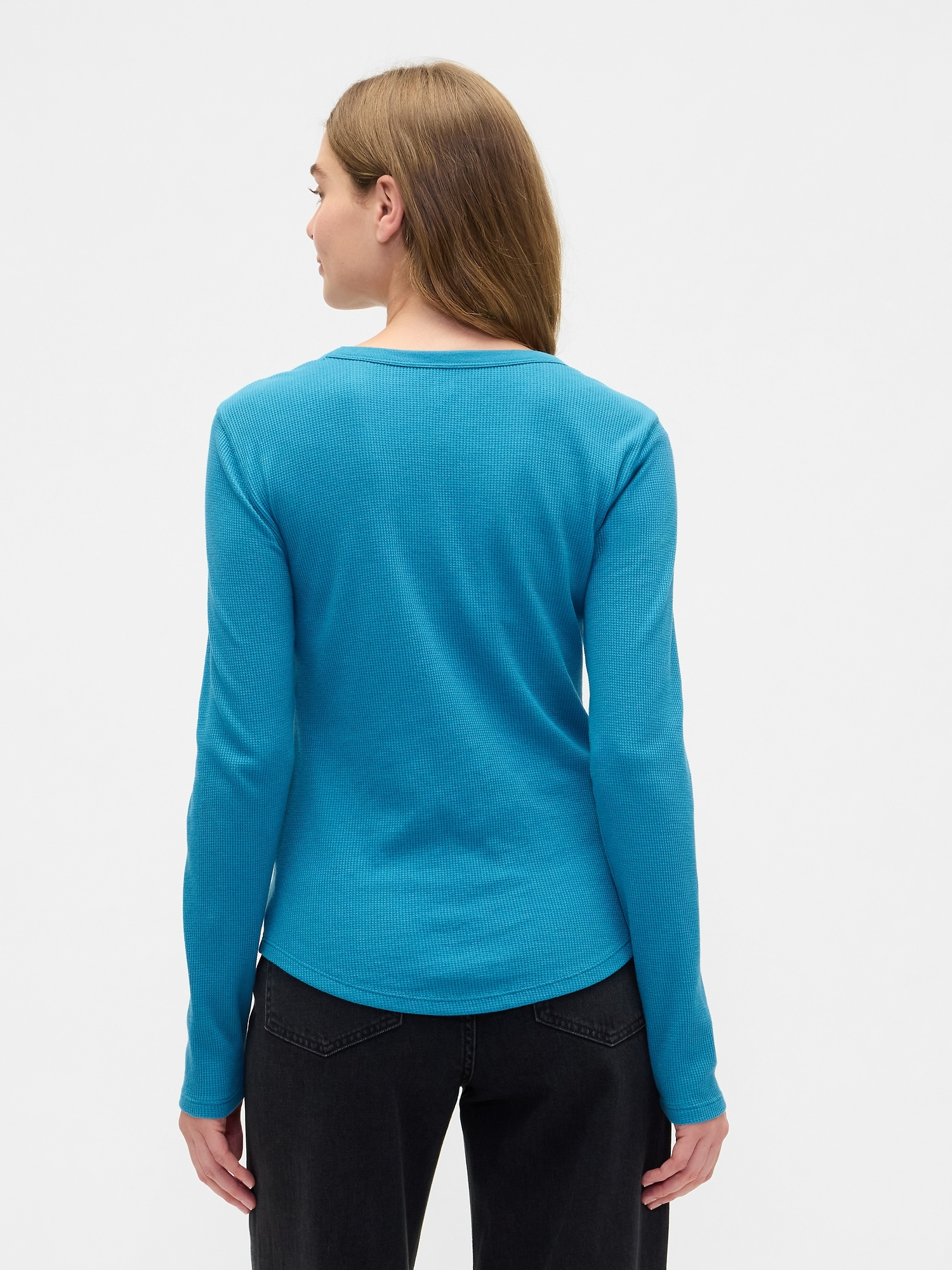 Gap Factory Waffle-knit Crewneck T-shirt In Blue
