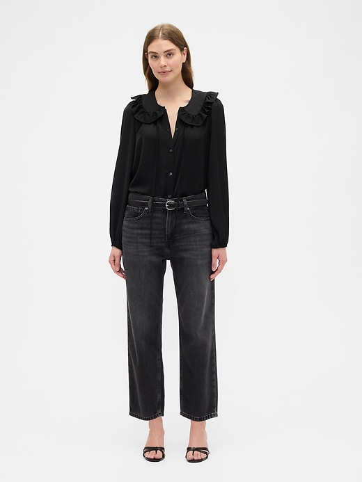 Image number 3 showing, Relaxed Satin Ruffle Top