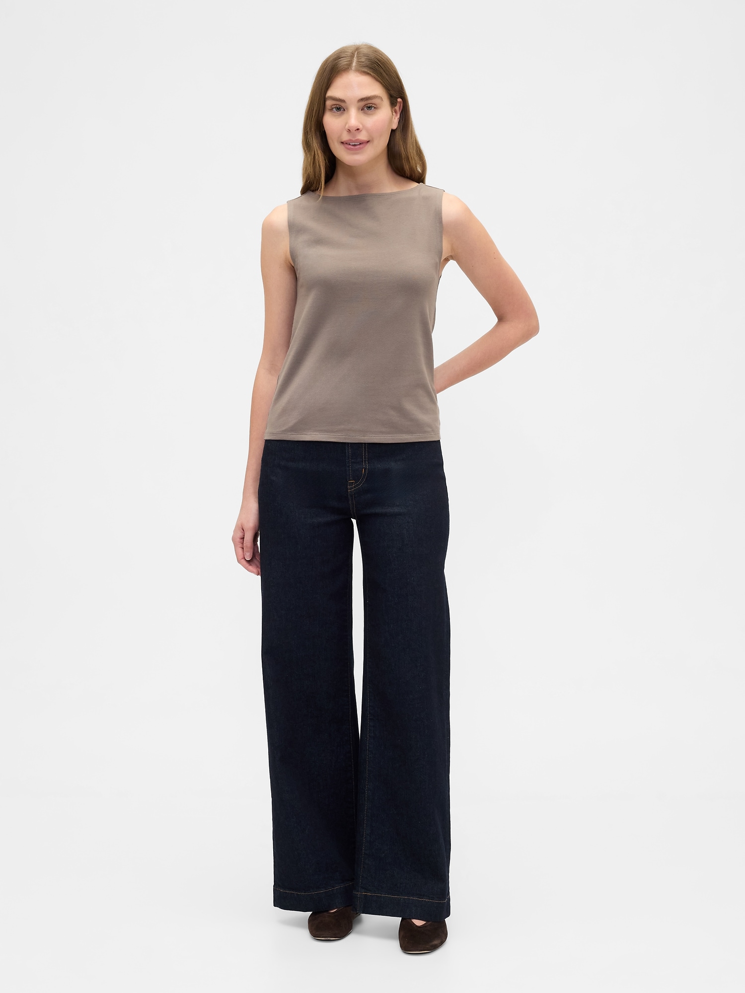 Gap Factory Boatneck Tank Top In Gray