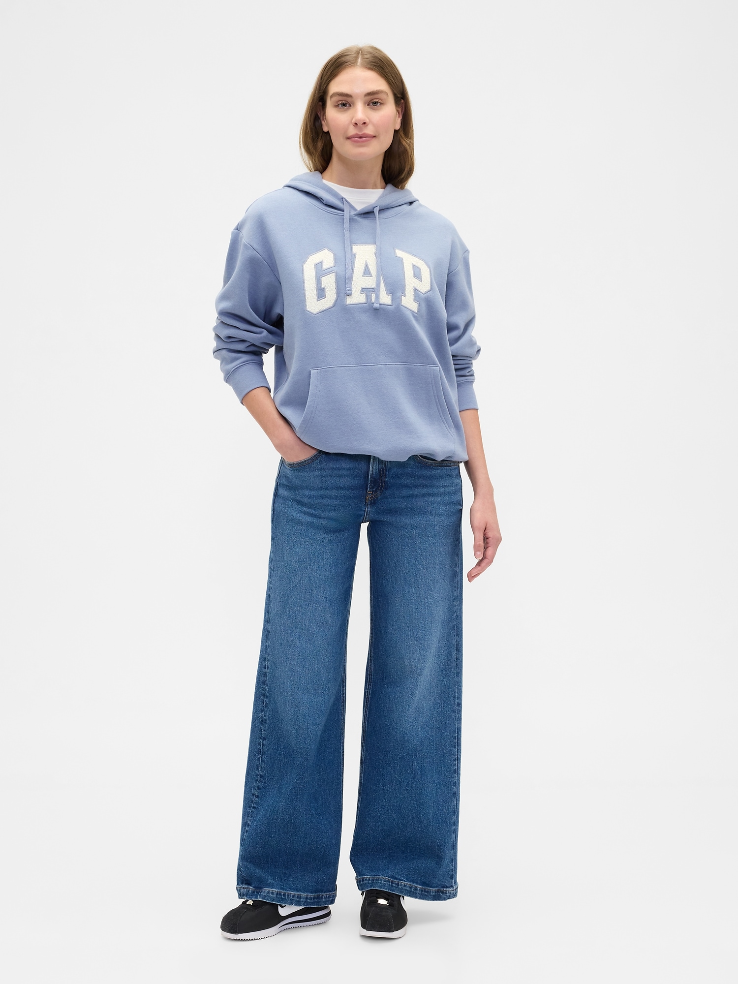 Gap Factory Relaxed Gap Logo Hoodie In Blue