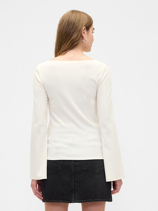 Image number 2 showing, Velour Bell Sleeve Boatneck T-Shirt