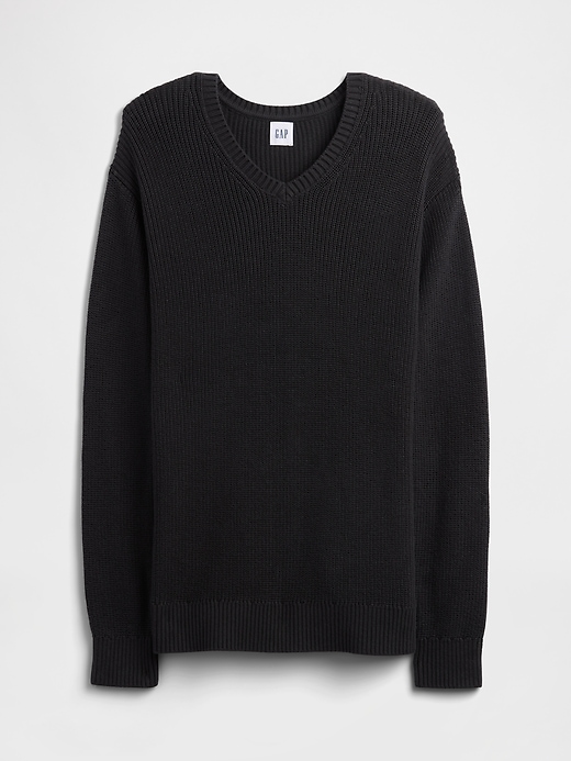 Image number 5 showing, Relaxed Ribbed V-Neck Sweater