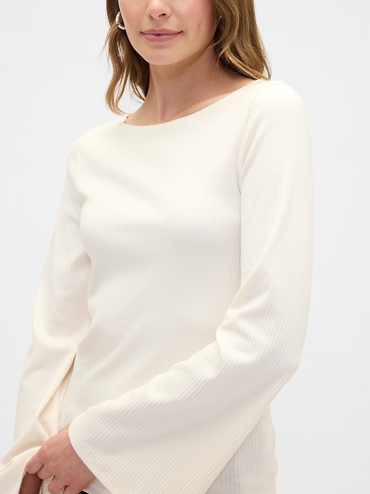 Image number 4 showing, Velour Bell Sleeve Boatneck T-Shirt