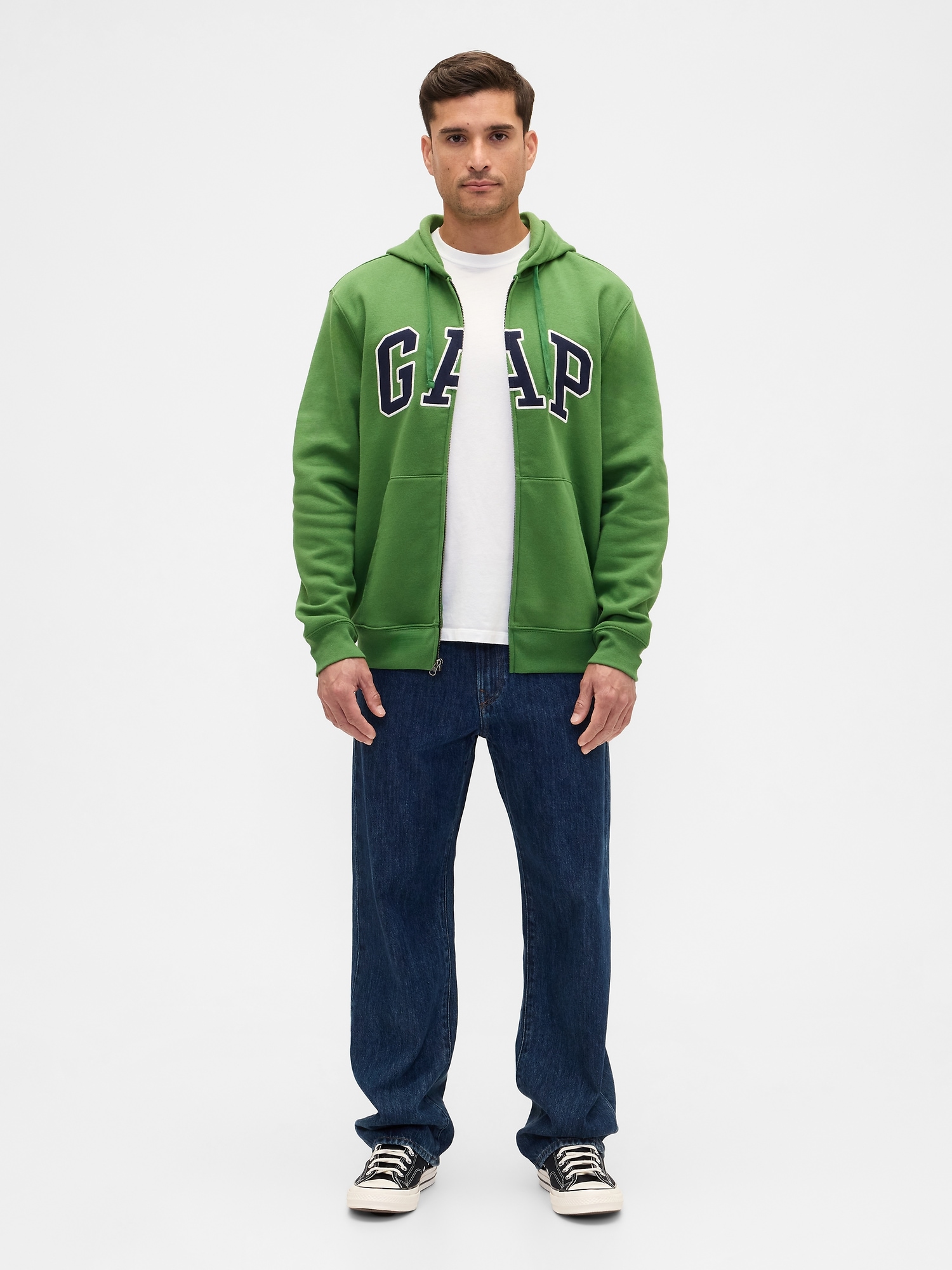 Gap Factory Relaxed Gap Logo Zip Hoodie In Green
