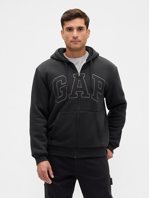 Image number 1 showing, Relaxed Gap Logo Sherpa-Lined Zip Hoodie