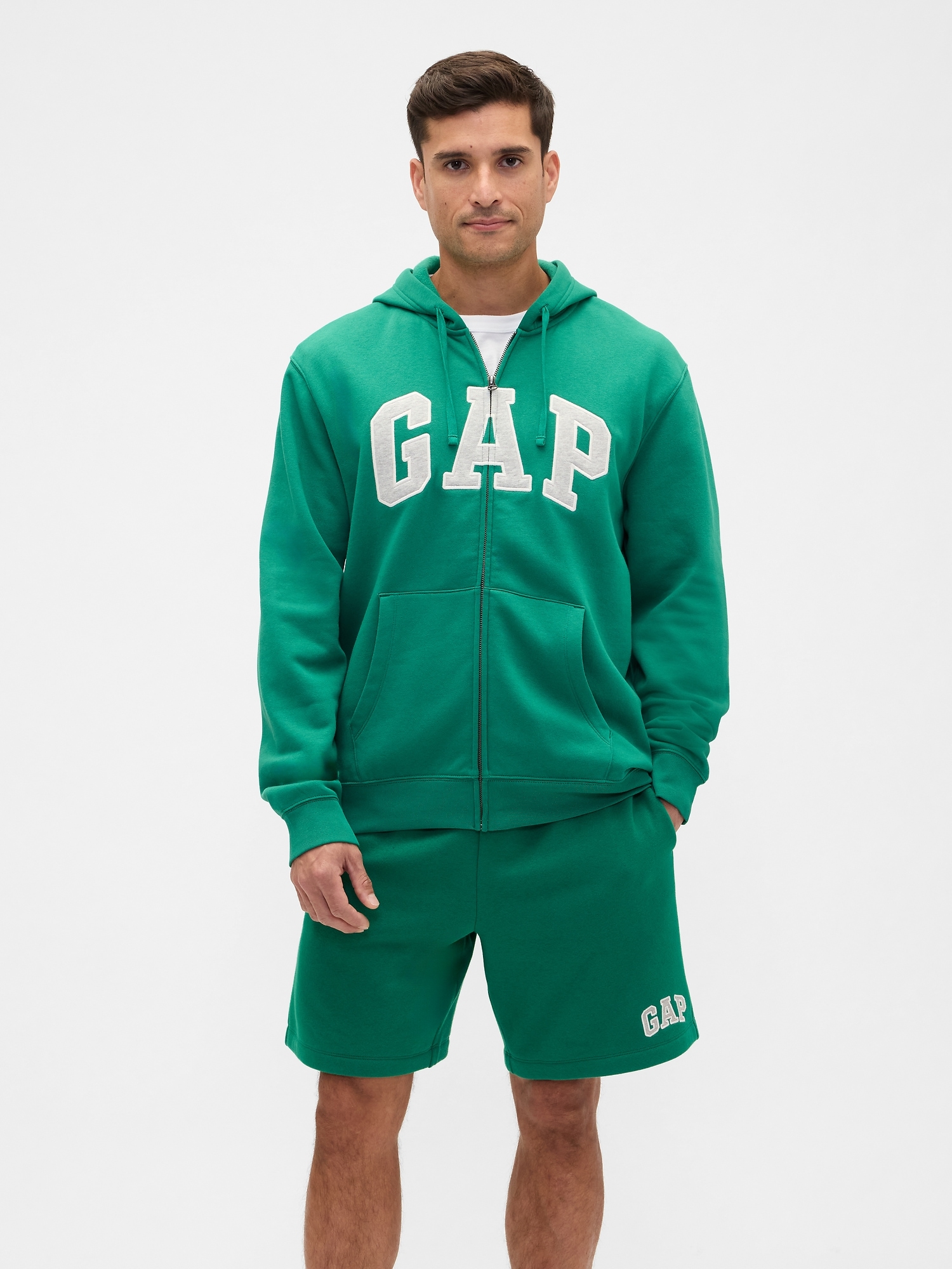 Relaxed Gap Logo Zip Hoodie - Holiday Green