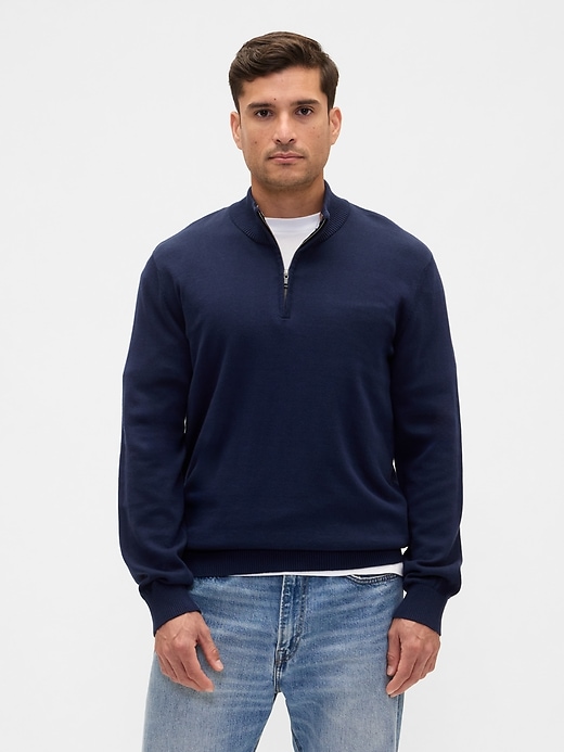 Image number 1 showing, Relaxed Quarter-Zip Mockneck Sweater