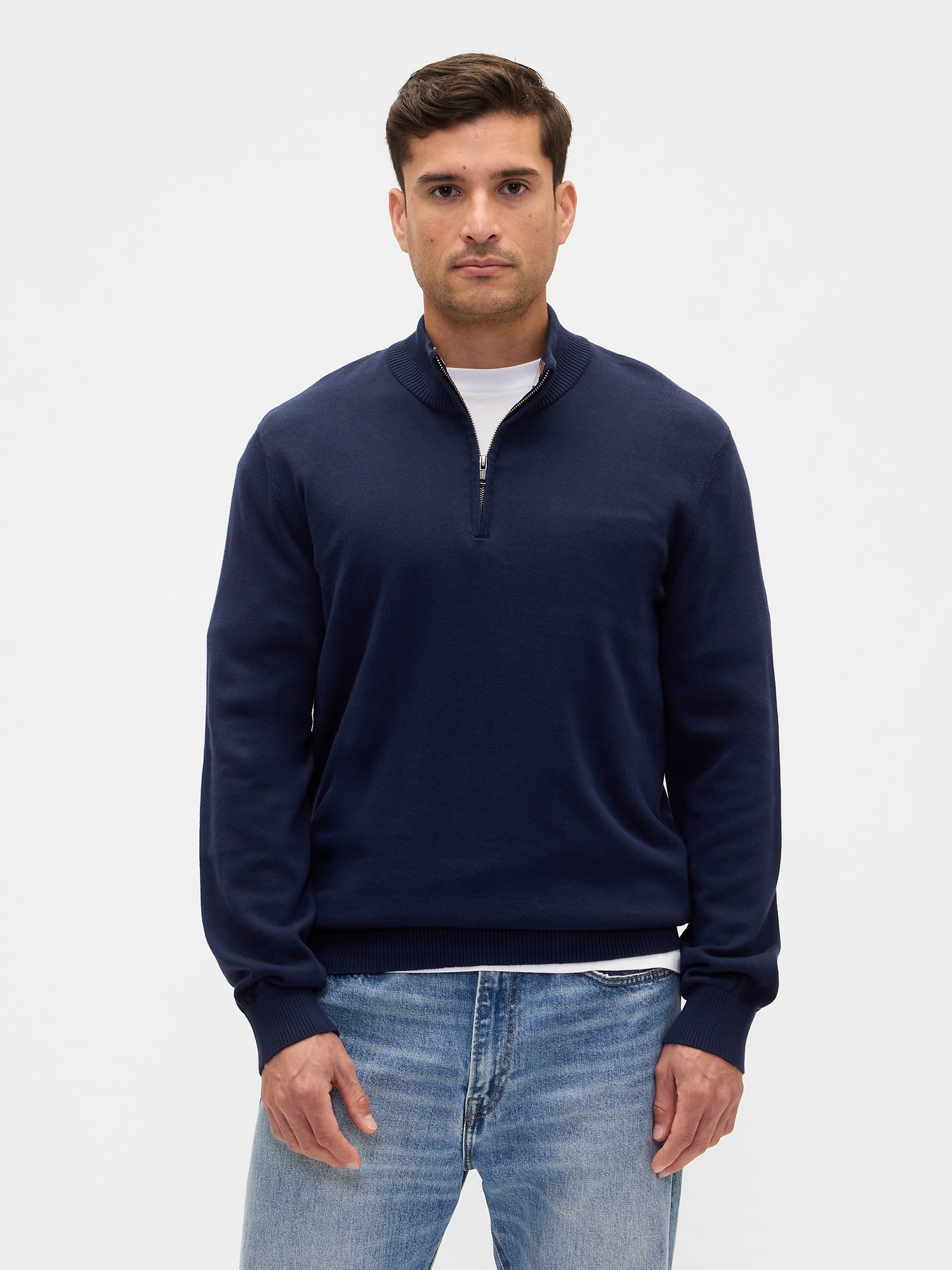 Gap Factory Relaxed Quarter-zip Mockneck Sweater In Black
