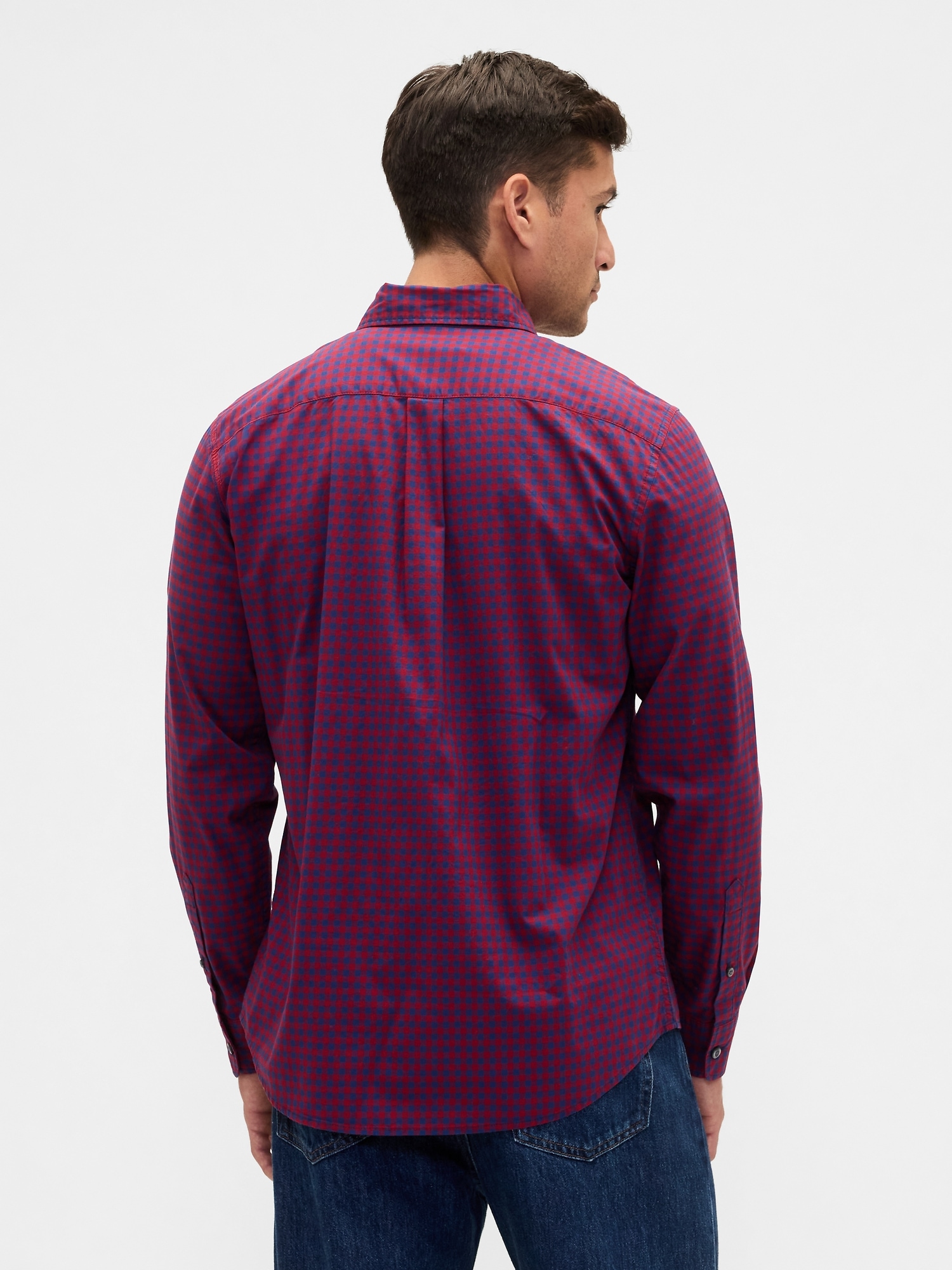Gap Factory Stretch Poplin Shirt In Standard Fit In Purple