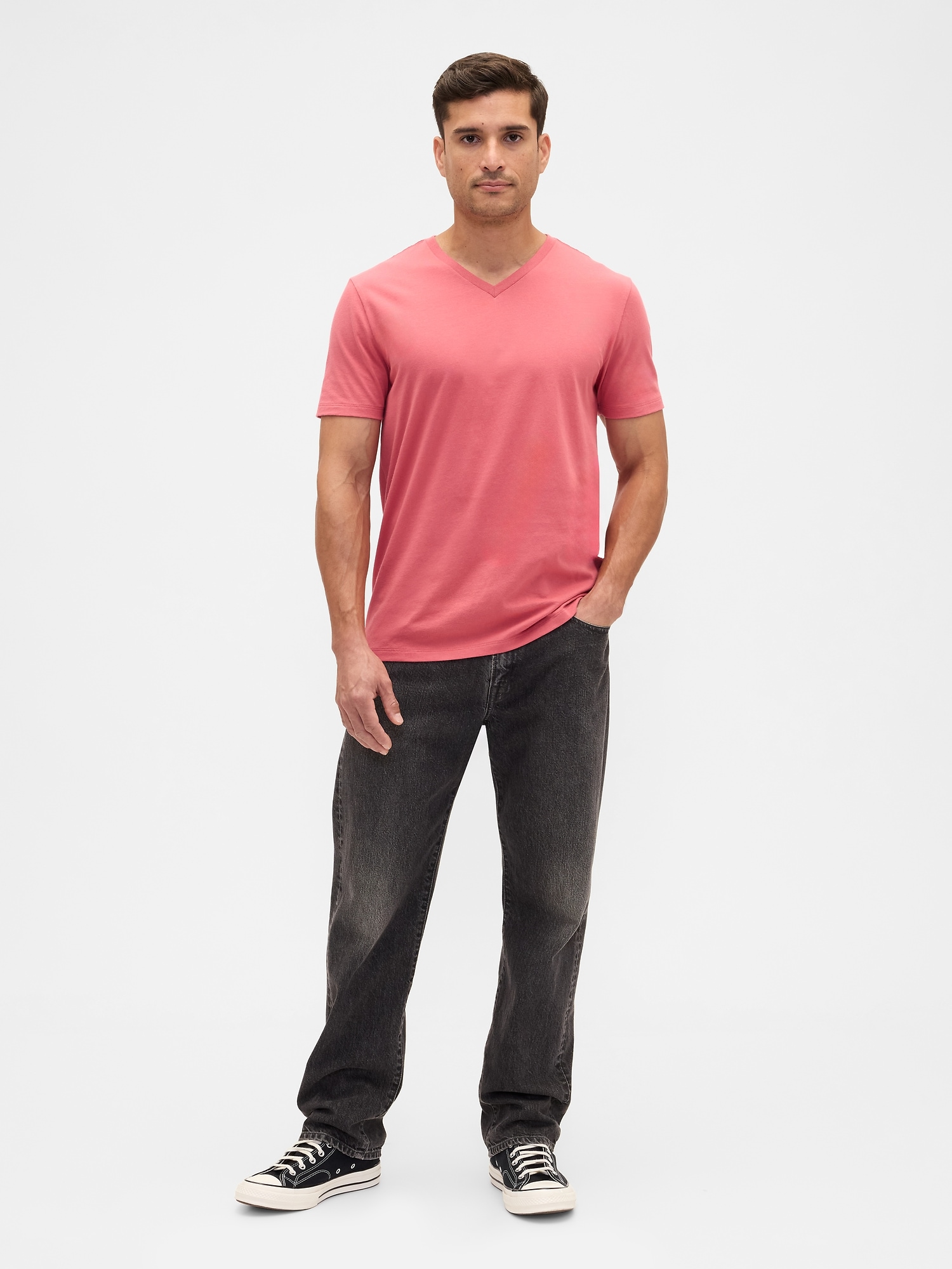 Gap Factory Everyday Soft V-neck T-shirt In Pink