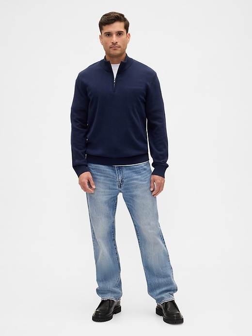 Image number 3 showing, Relaxed Quarter-Zip Mockneck Sweater