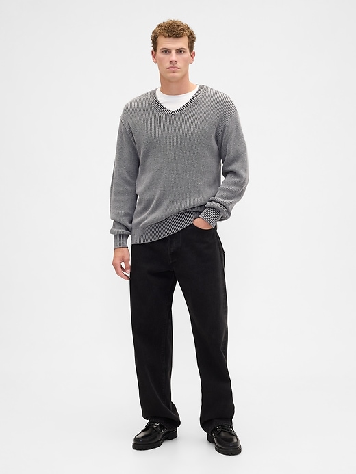 Image number 3 showing, Relaxed Ribbed V-Neck Sweater