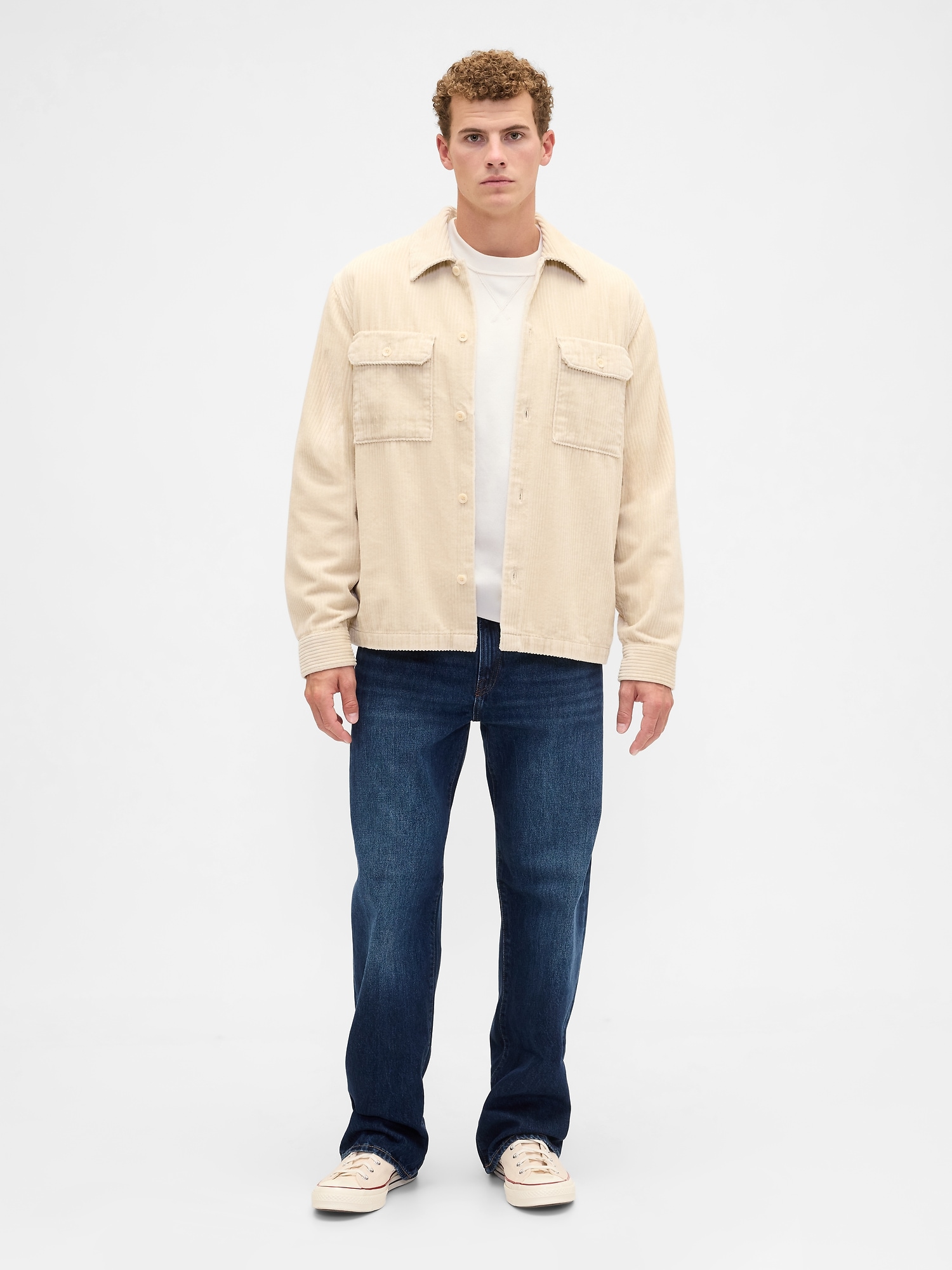 Gap Factory Relaxed Corduroy Overshirt In Nude