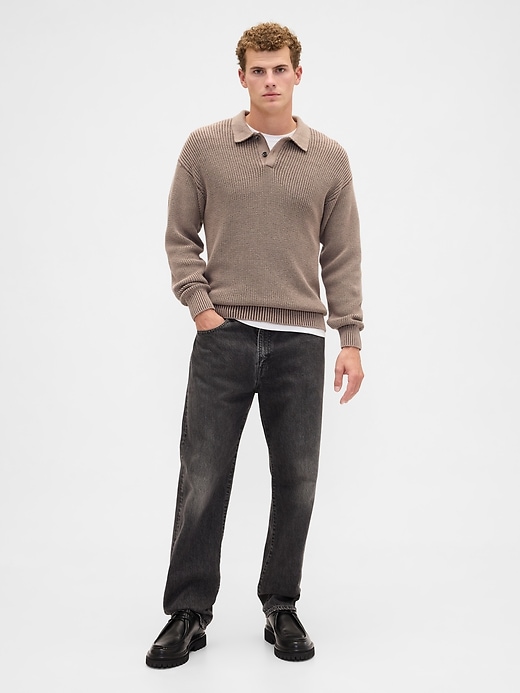Image number 3 showing, Relaxed Ribbed Sweater Polo Shirt