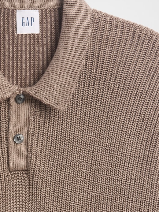 Image number 4 showing, Relaxed Ribbed Sweater Polo Shirt