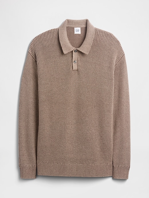 Image number 5 showing, Relaxed Ribbed Sweater Polo Shirt