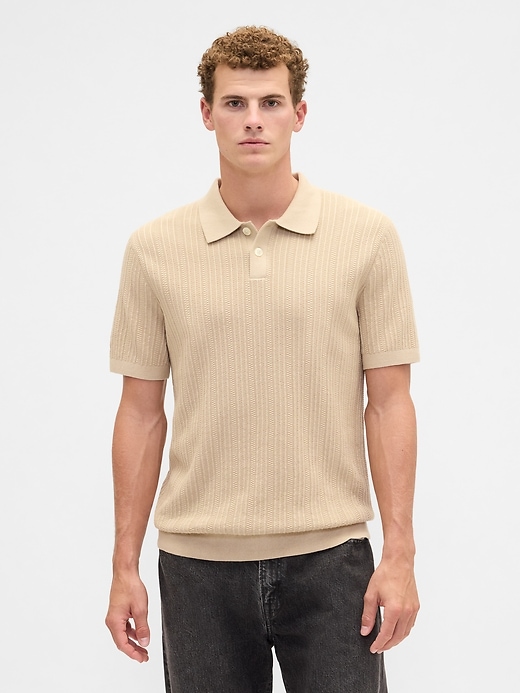 Image number 1 showing, Textured Sweater Polo Shirt