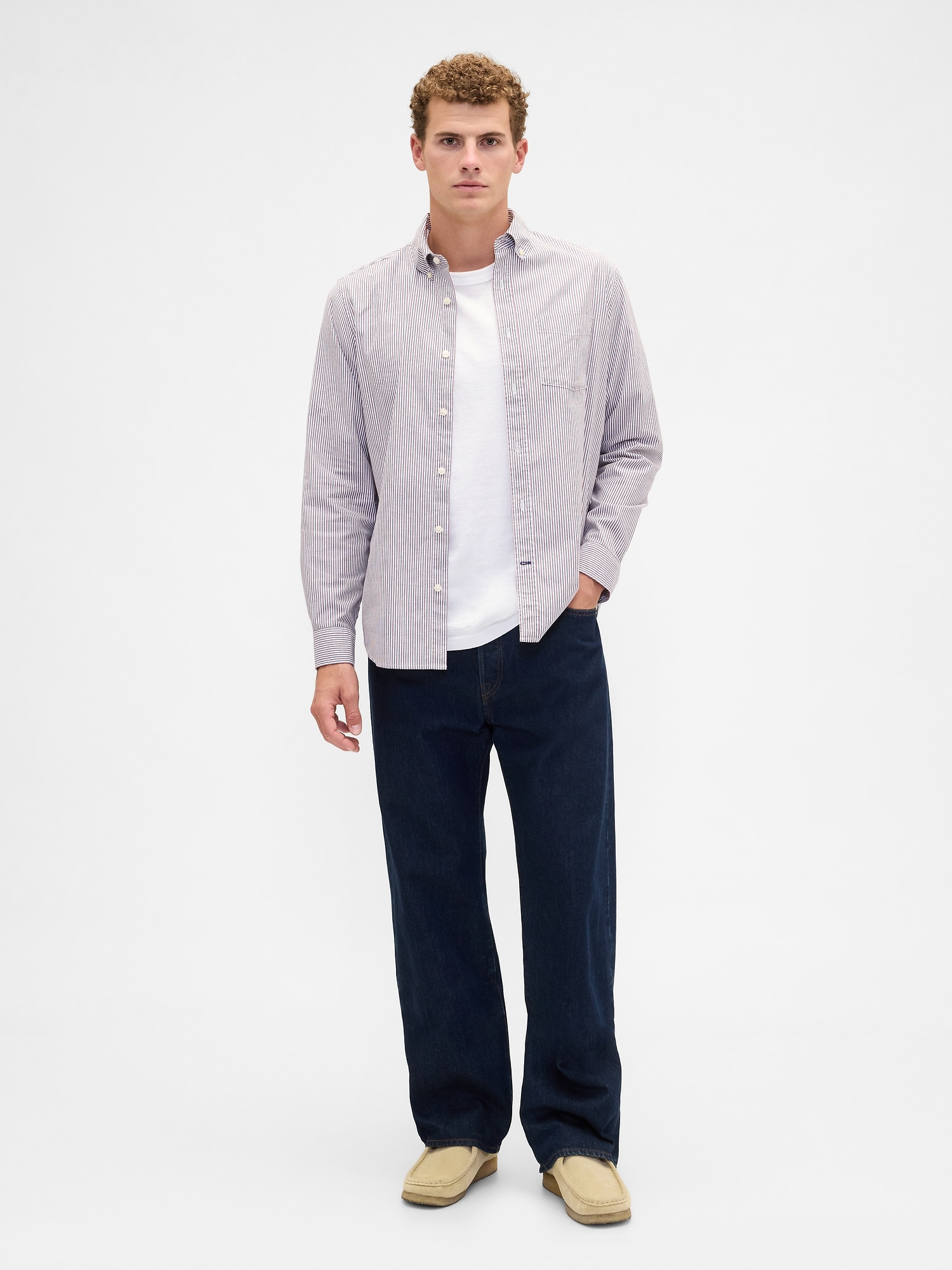 Gap Factory Stretch Poplin Shirt In Standard Fit In Gray