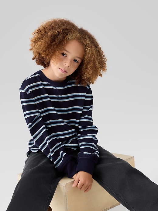 Image number 3 showing, Kids Stripe Waffle-Knit T-Shirt