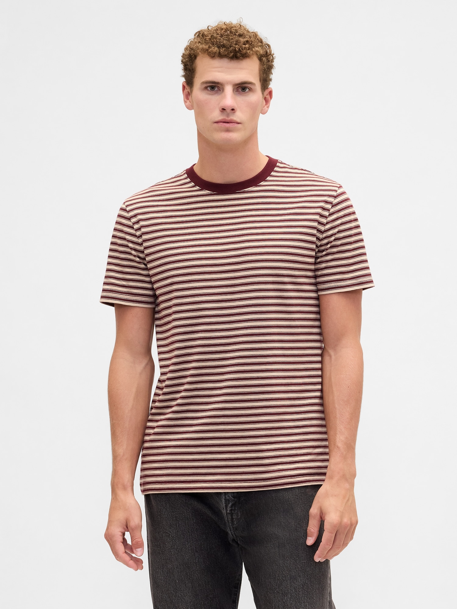Everyday Soft Stripe Crewneck T-Shirt - Tuscan Red