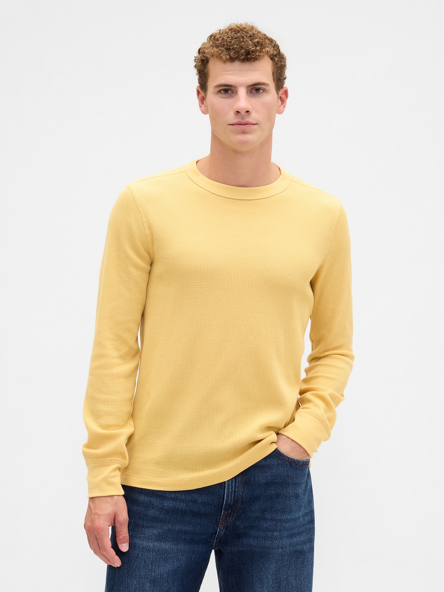 Waffle-Knit Crewneck T-Shirt - French Almond Yellow