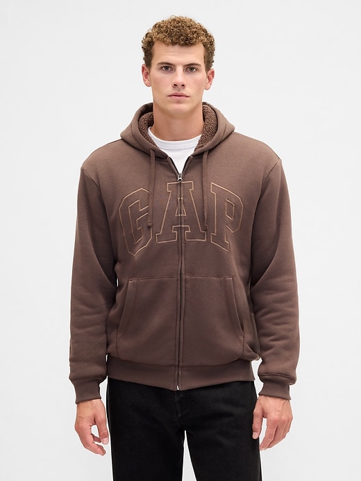 Image number 1 showing, Relaxed Gap Logo Sherpa-Lined Zip Hoodie