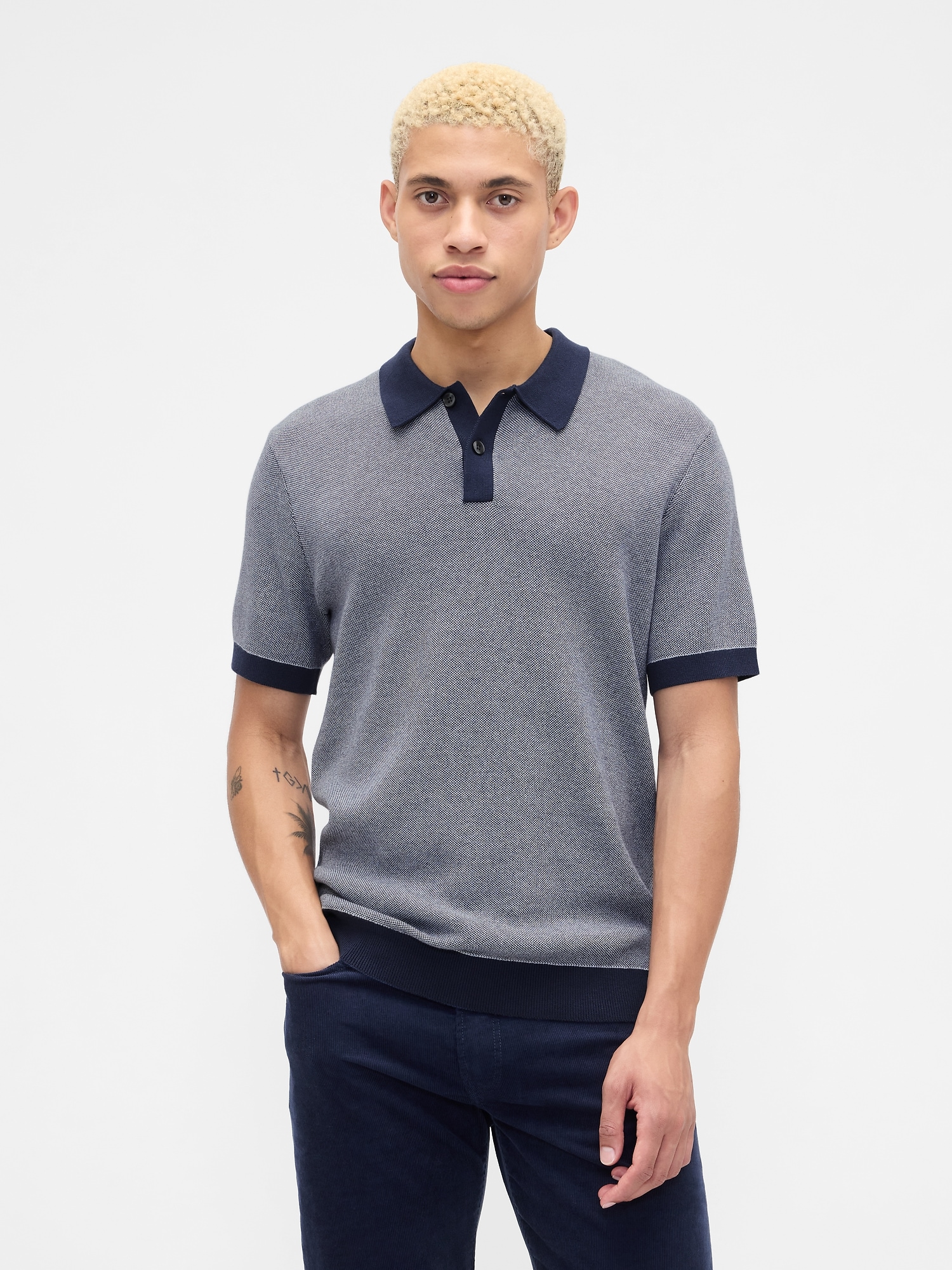 Sweater Polo Shirt - Vintage Navy