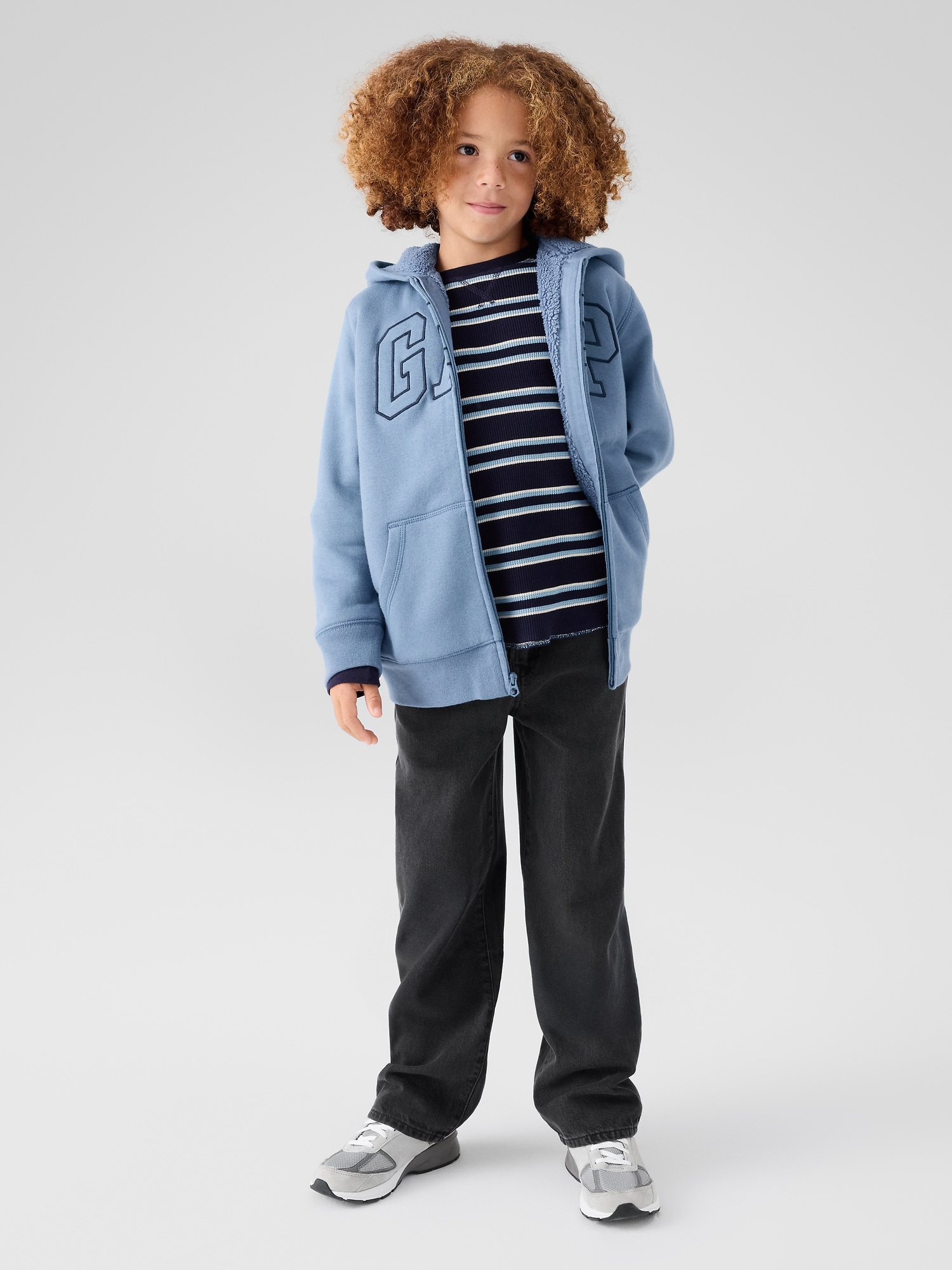 Gap Factory Kids Gap Logo Sherpa Zip Hoodie In Blue