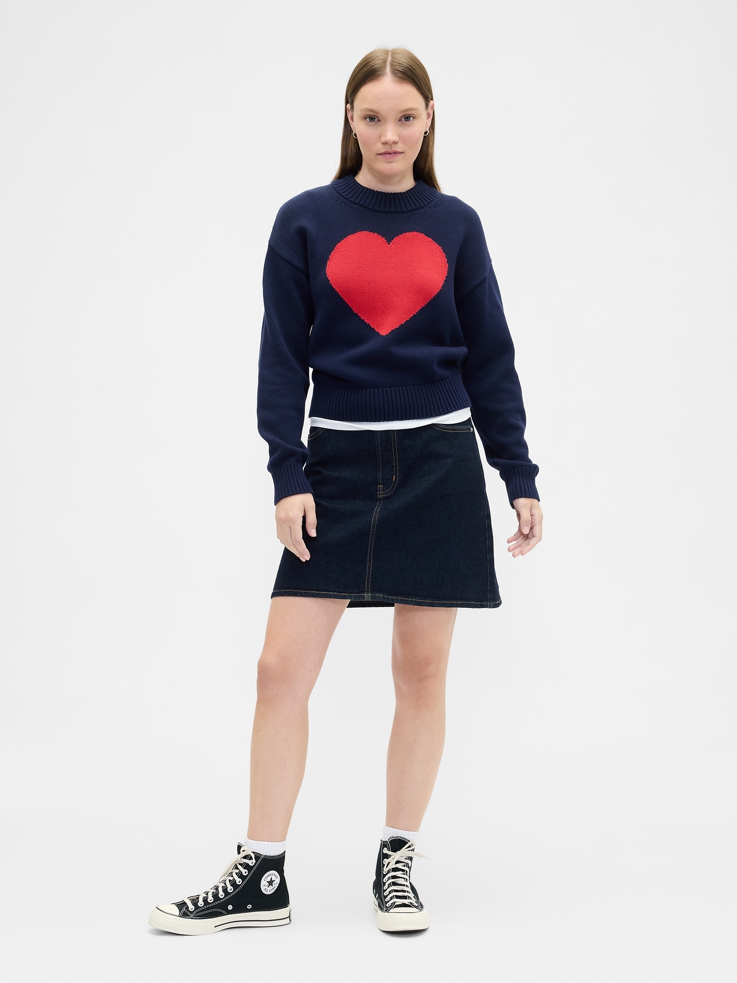 Gap Factory Relaxed Cropped Intarsia Sweater In Blue
