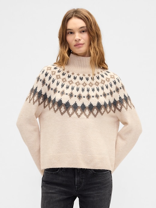 Image number 1 showing, Relaxed Fair Isle Mockneck Sweater