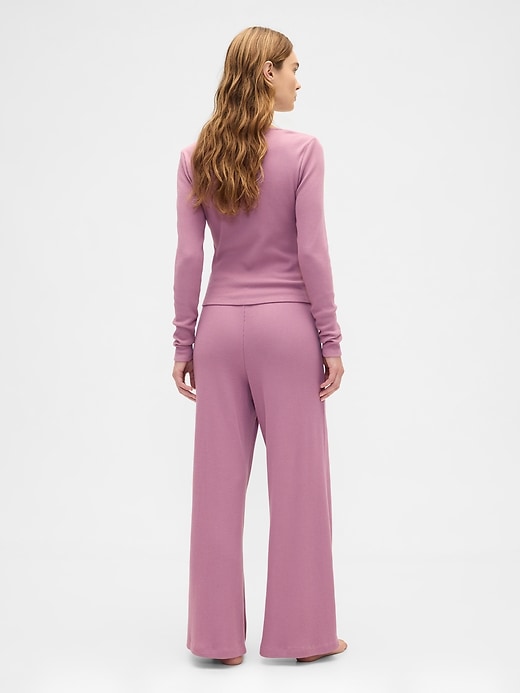 Image number 2 showing, Waffle-Knit Wide-Leg PJ Pants