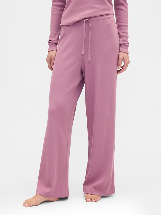 Image number 3 showing, Waffle-Knit Wide-Leg PJ Pants