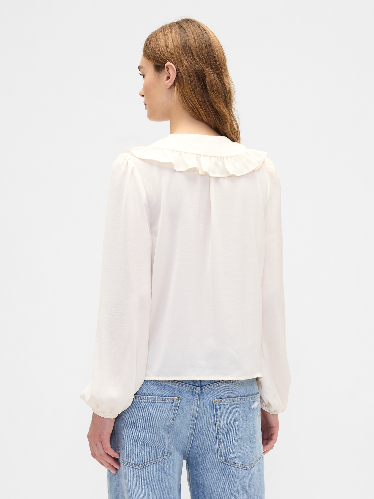 Gap Factory Relaxed Satin Ruffle Top