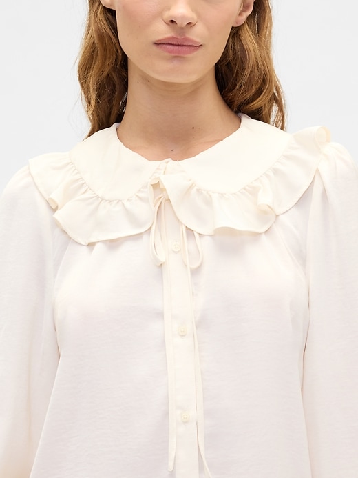 Image number 4 showing, Relaxed Satin Ruffle Top