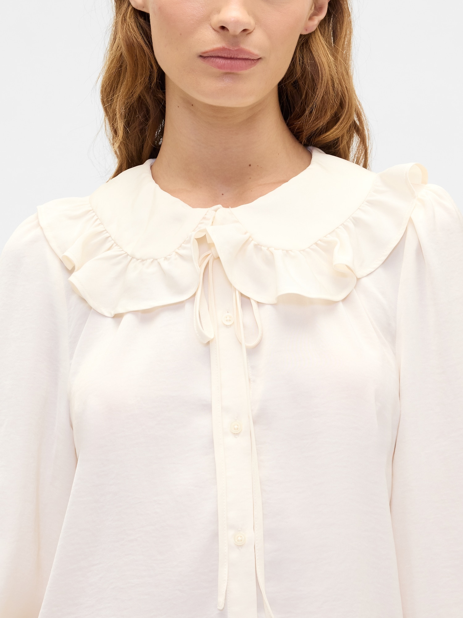 Gap Factory Relaxed Satin Ruffle Top