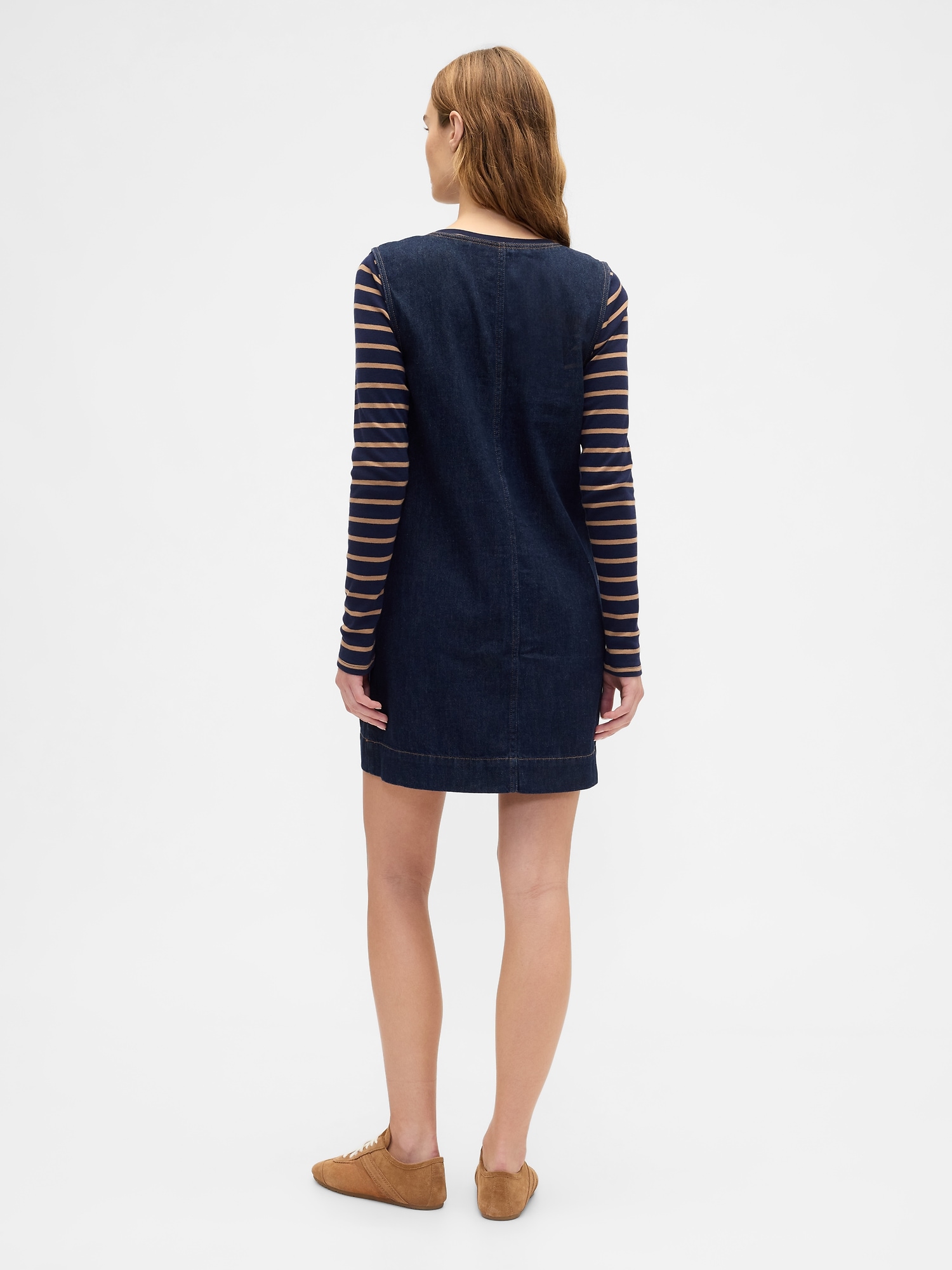 Gap Factory Denim V-neck Mini Dress In Blue