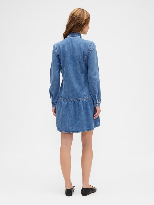 Image number 2 showing, Denim Peplum Mini Dress