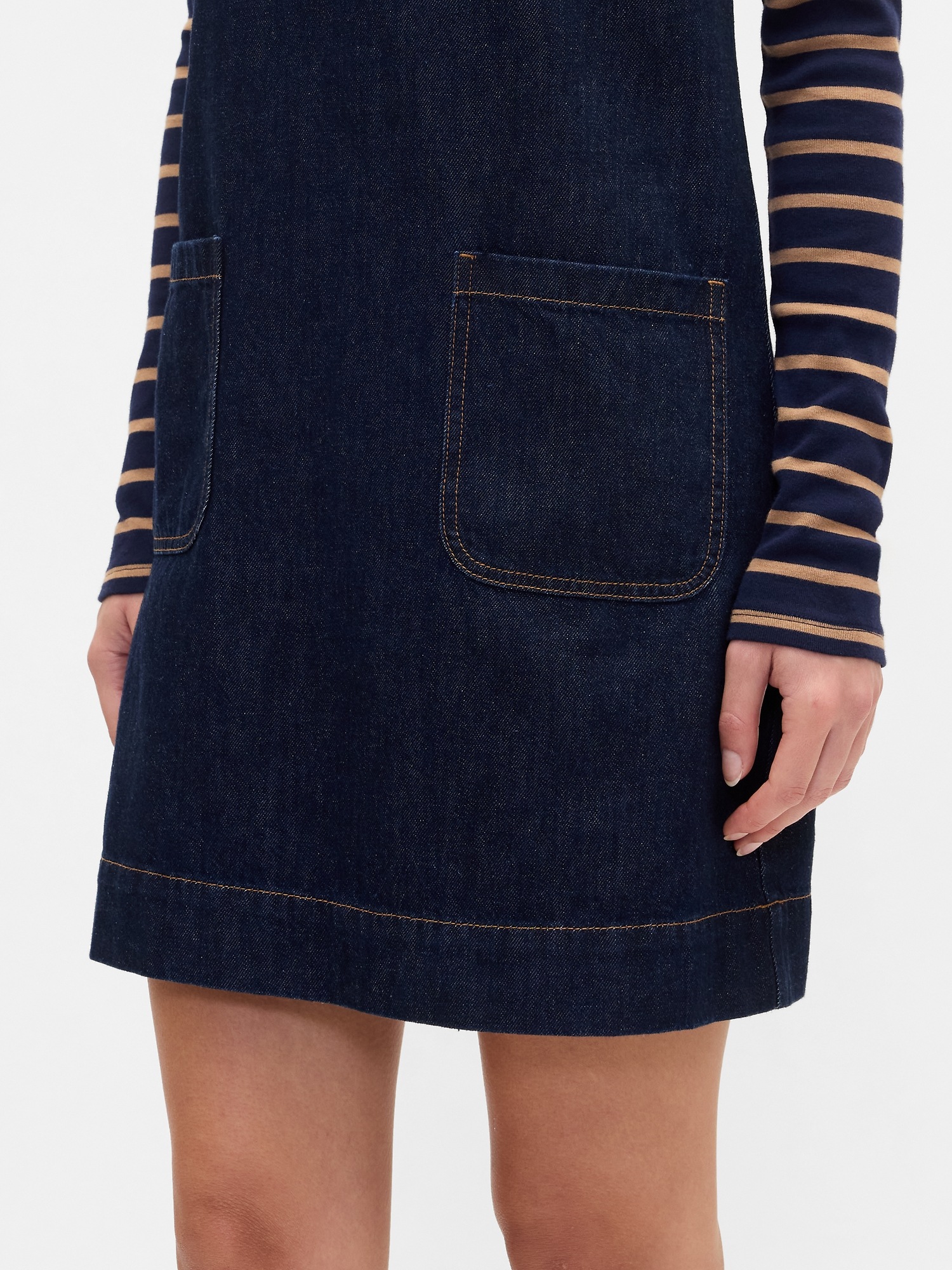 Gap Factory Denim V-neck Mini Dress In Blue