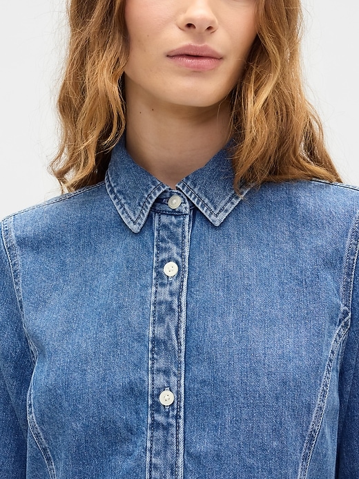 Image number 3 showing, Denim Peplum Mini Dress