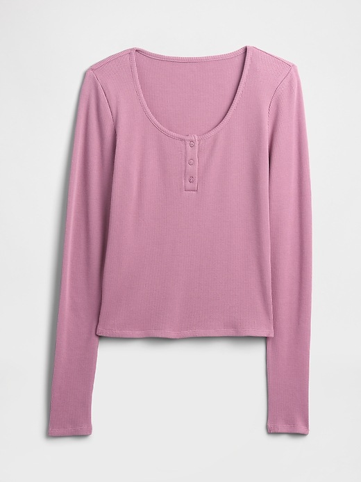 Image number 4 showing, Waffle-Knit Henley PJ Top