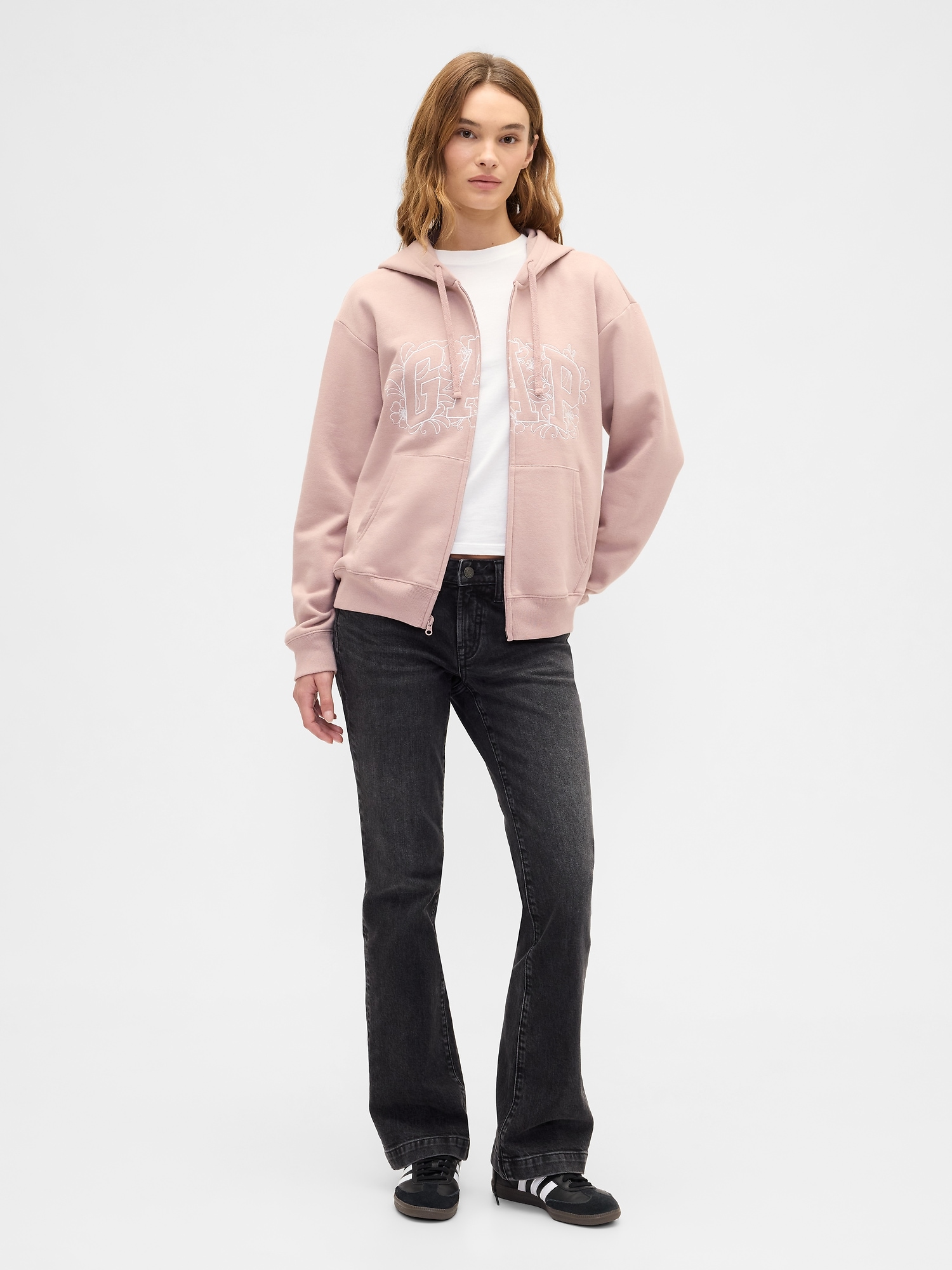 Gap Factory Relaxed Gap Logo Zip Hoodie In Pink
