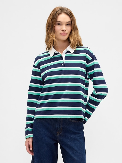 Image number 1 showing, Oversized Stripe Rugby Polo Shirt